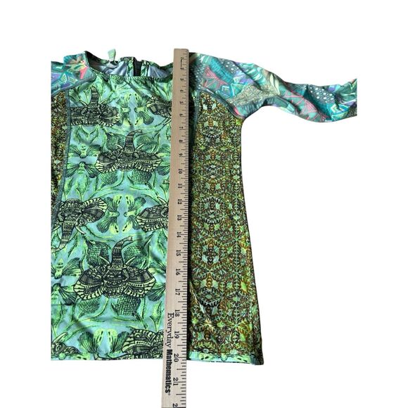 MAAJI SWIMWEAR SAND SURFER RASHGUARD Top size S Green Animal Tropical - Picture 8 of 9